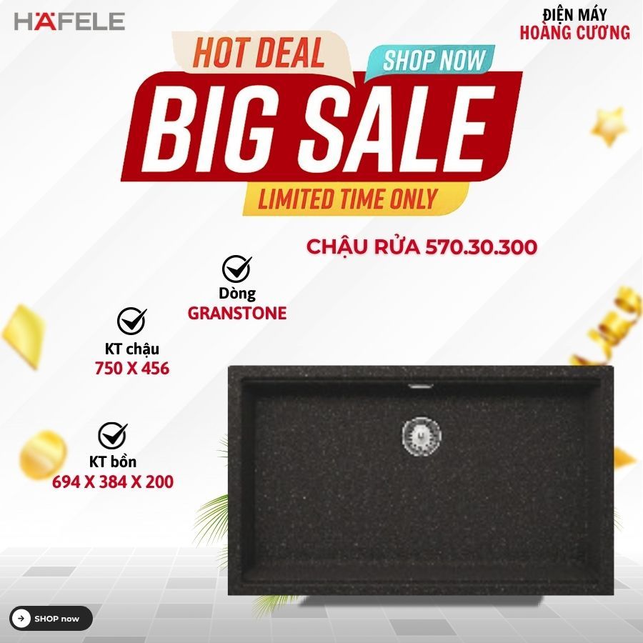 Chậu Rửa Bếp Hafele HS20-GEN1S80 570.30.300 – Chất Liệu Đá Cao Cấp, Âm Bàn Tiện Lợi