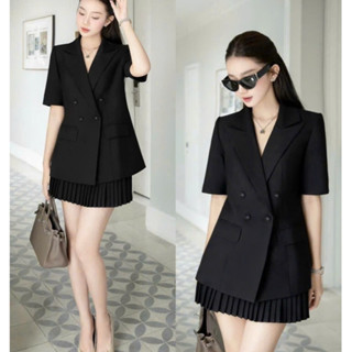   BIG SIZE  SÉT ÁO VEST BLAZER KÈM CHÂN VÁY XẾP LY HÀNG CHUẨN FORM MAY KỸ ĐẸP TRẺ TRUNG NĂNG ĐỘNG 