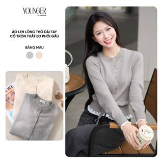 Áo len nữ YOUNGER BY CARDINA chất liệu len lông thỏ dài tay cổ tròn phối gấu 5YALD03 