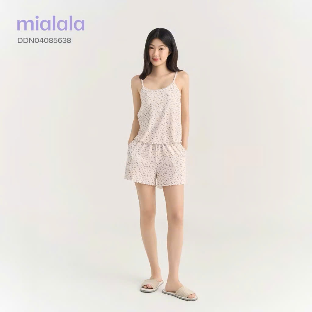 Bộ ngủ hai dây cotton gân mềm mát Mialala 5638 DDN04085638