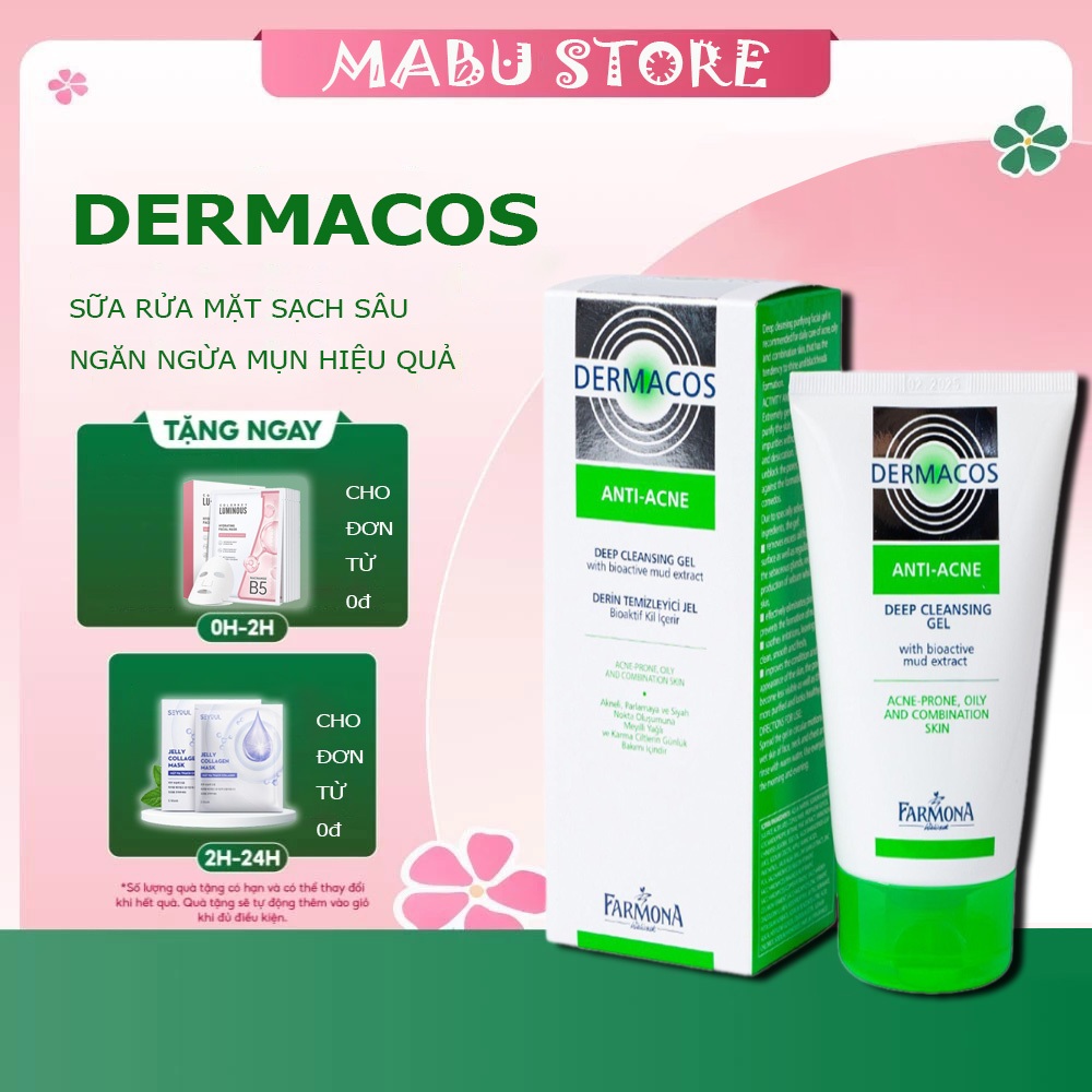 DERMACOS Sữa Rửa Mặt Farmona Dermacos Anti Acne Deep Cleansing 150ml Sạch Sâu Ngừa Mụn Cho Da Dầu