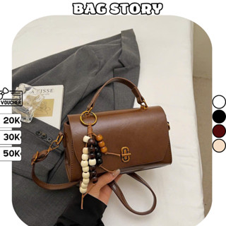  Túi xách nữ BAG STORY đeo chéo quai xách da PU basic mix charm hàng quảng châu sang trọng cao cấp TX-100 