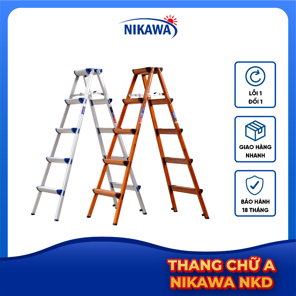 Thang nhôm chữ A NIKAWA NKD-06 gấp gọn 6 bậc chiều cao 1,6m, nhập khẩu Nhật Bản, bảo hành 18 tháng | BigBuy360 - bigbuy360.vn