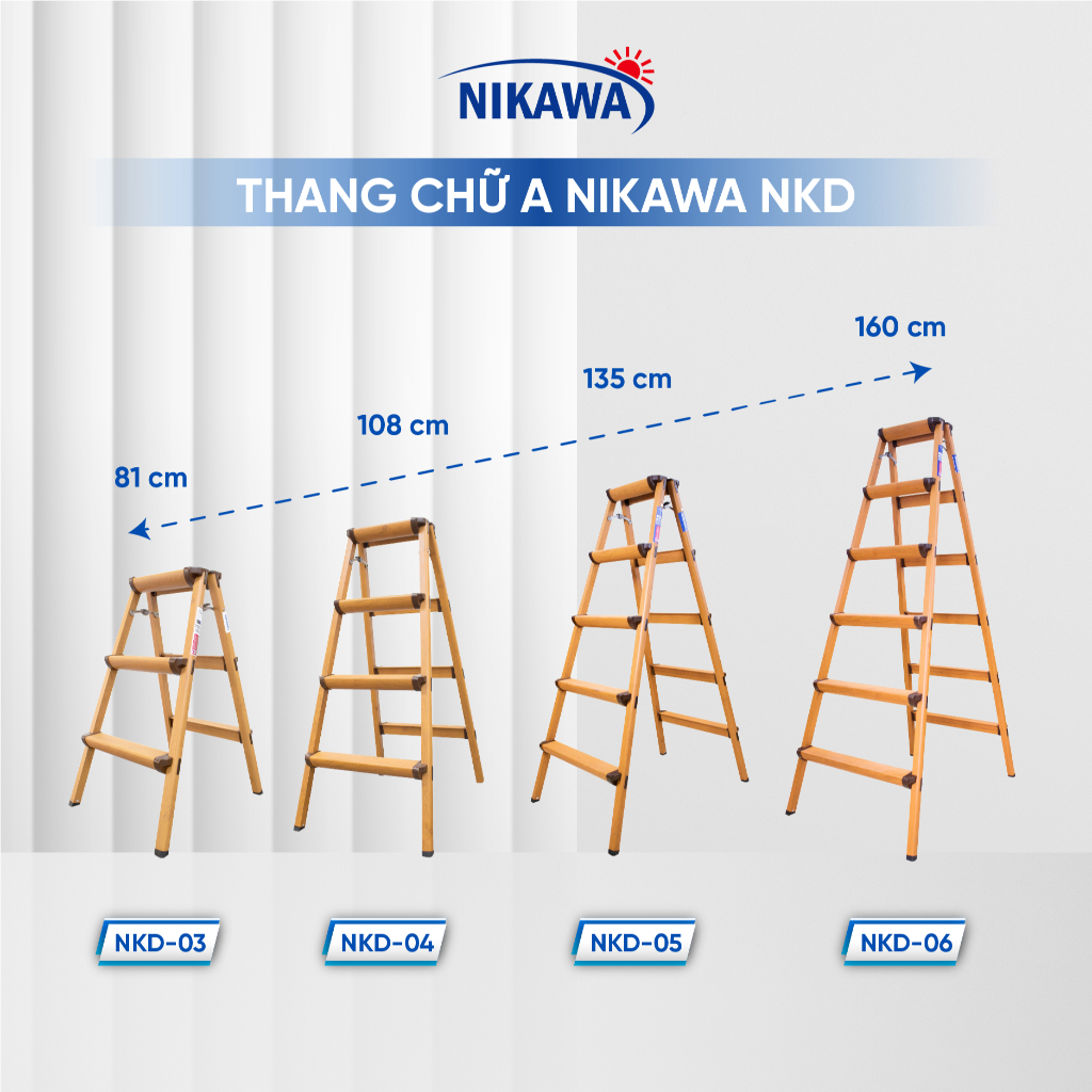 Thang nhôm chữ A NIKAWA NKD-06 gấp gọn 6 bậc chiều cao 1,6m, nhập khẩu Nhật Bản, bảo hành 18 tháng | BigBuy360 - bigbuy360.vn