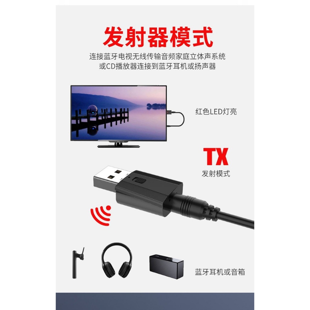 Usb bluetooth 5.3 Thiết bị thu phát âm thanh đa chức năng jack cắm 3.5mm cho loa, ô tô tai nghe blue | BigBuy360 - bigbuy360.vn