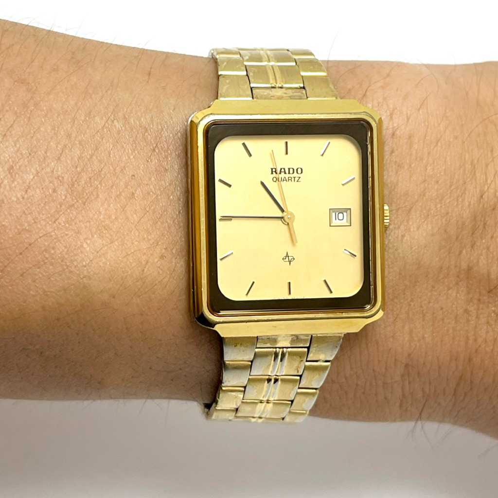 Đồng hồ tank nam Rado Mod Depose Vintage, kính tràn, bọc vàng [2HAND]