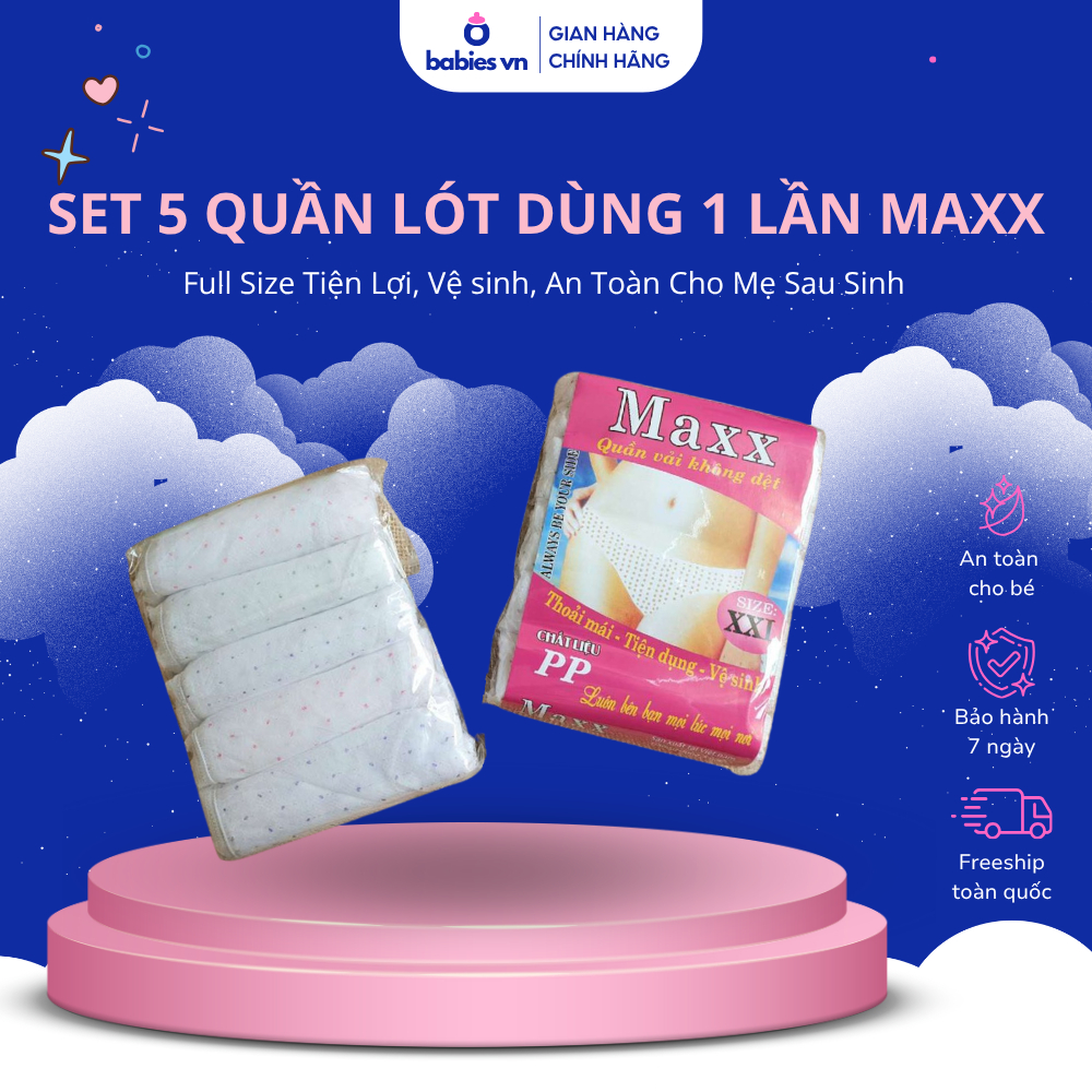 Set 5 Quần Lót Dùng 1 Lần Maxx Full Size Tiện Lợi Vệ Sinh An Toàn Cho Mẹ Sau Sinh