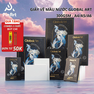 Giấy Vẽ Màu Nước 300GSM GLOBAL ART A4 A5 A6 Hạng Grande Họa Sĩ, Giấy Vân Hot Pressed Cao Cấp Chuyên Dụng