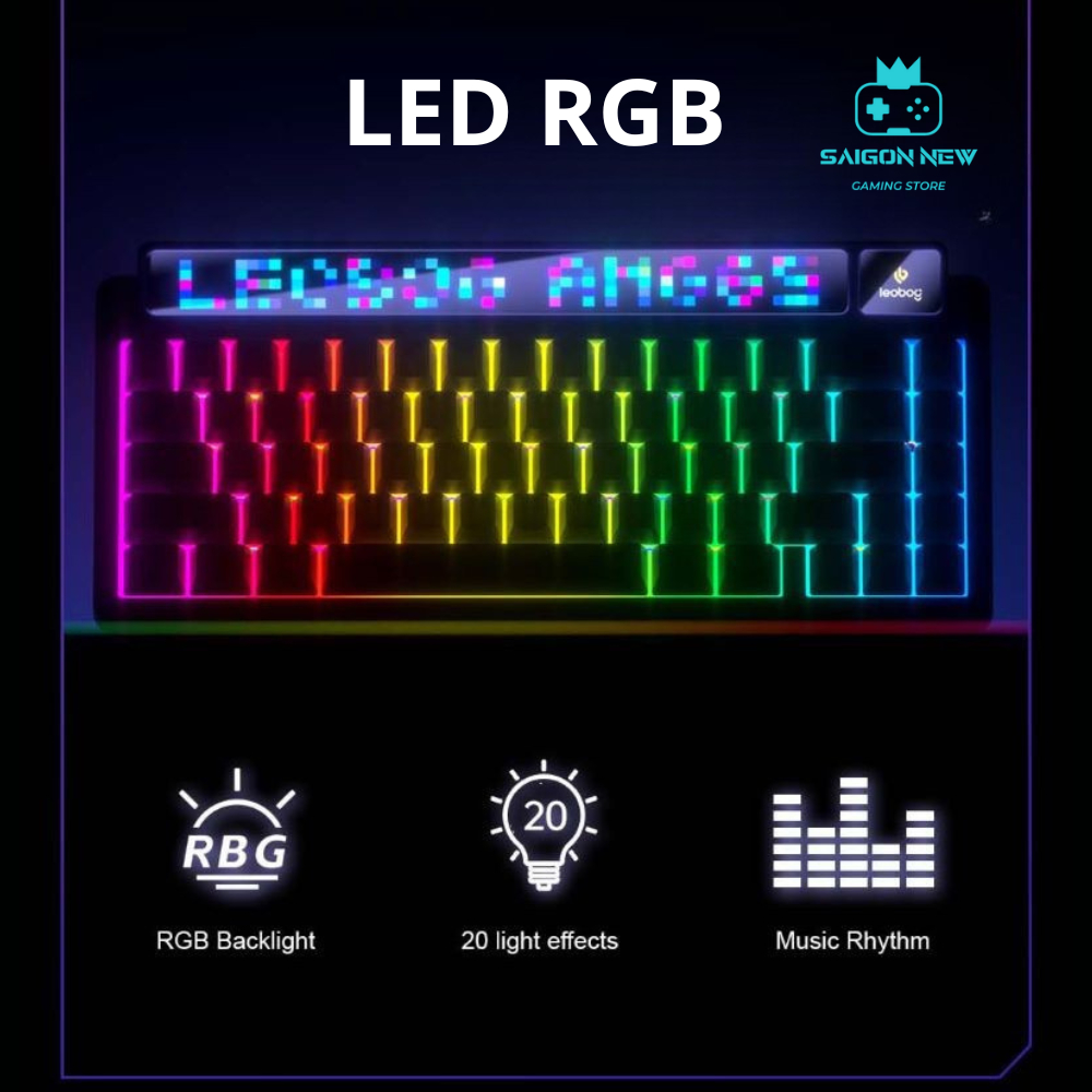 Bàn phím cơ Leobog AMG65 - LED RGB mạch xuôi - Màn Led độc đáo, có app tùy chỉnh - Pin 8000mAh | BigBuy360 - bigbuy360.vn
