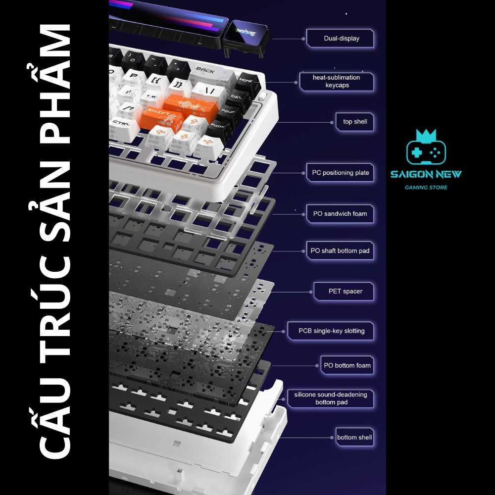 Bàn phím cơ Leobog AMG65 - LED RGB mạch xuôi - Màn Led độc đáo, có app tùy chỉnh - Pin 8000mAh | BigBuy360 - bigbuy360.vn