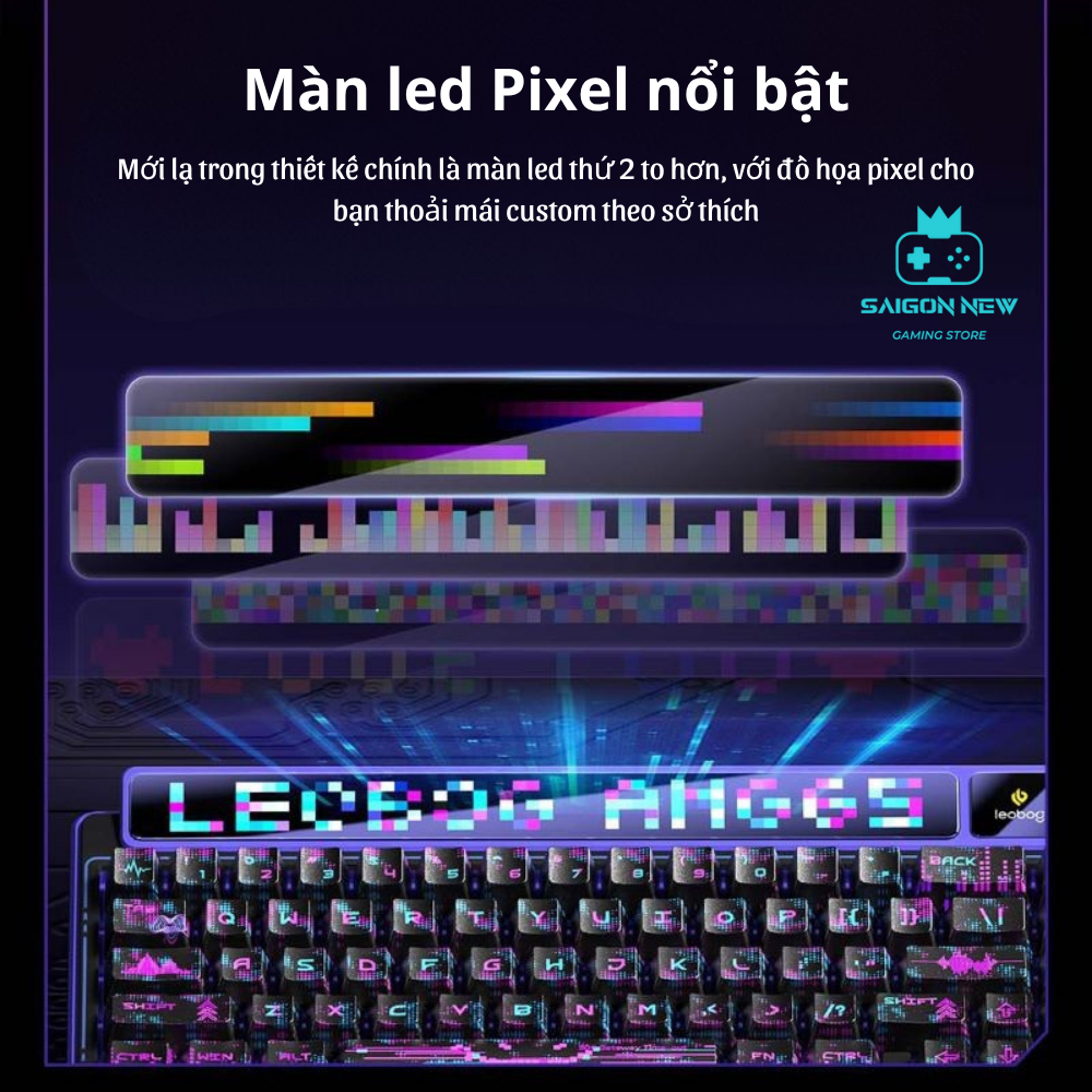 Bàn phím cơ Leobog AMG65 - LED RGB mạch xuôi - Màn Led độc đáo, có app tùy chỉnh - Pin 8000mAh | BigBuy360 - bigbuy360.vn