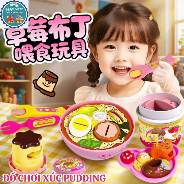 Đồ Chơi Xúc Đồ Ăn Bánh Pudding Dâu Tây Mỳ Ramen Đồ Chơi Nhập Vai