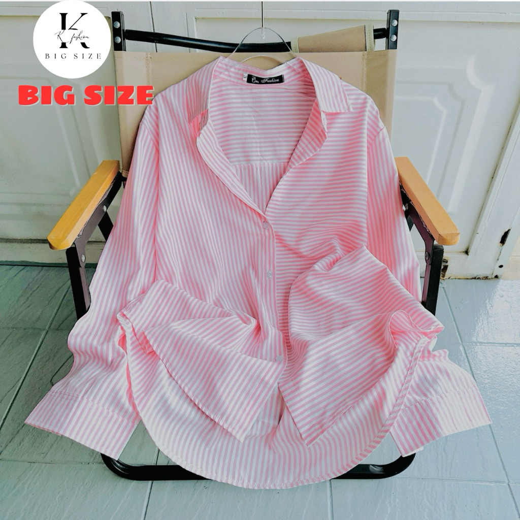 Áo Sơ Mi Nữ Sọc Big size, kate Lụa Mềm mịn mát, Sơ Mi Nữ Công Sở. sơ mi Nữ đi tiệc