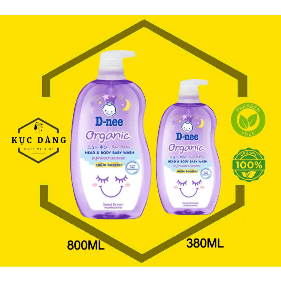 Sữa tắm gội cho bé Dnee Organic Thái Lan 380ml 800ml