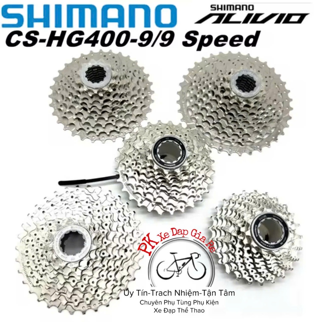 Líp xe đạp Shimano CS-HG400-9 JAPAN 11-28T, 11-32T, 11-34T, 11-36T, Líp thả 9 tầng Shimano Alivio, L