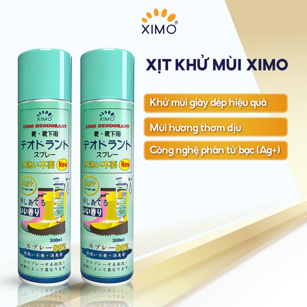 Chai xịt khử mùi giày, Xịt thơm giày thơm chân, Công nghệ Bạc ion kháng khuẩn XIMO 300ml (VSG08)