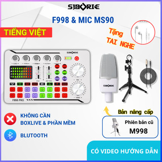  Soundcard thu âm SIBORIE F998 + Mic MS90 – Livestream hát karaoke chuyên nghiệp – Tặng tai nghe 