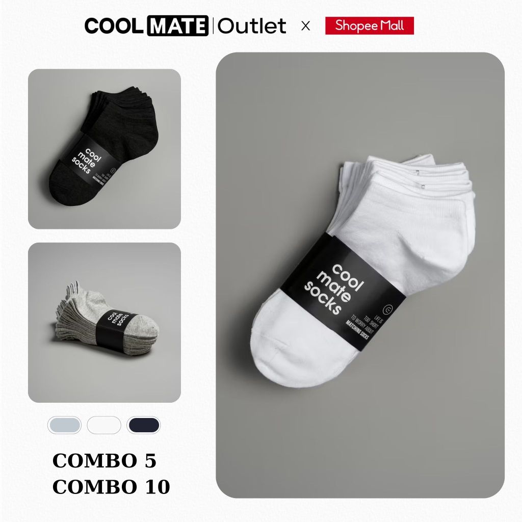 [Combo tiết kiệm] Combo 5 hoặc 10 Đôi Tất Nam Basics Thoáng Khí, Khử Mùi Coolmate
