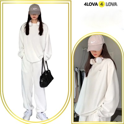 Set Bộ Nỉ Tăm Trơn Cao Cấp 4LOVA Bộ Quần Áo Thu Đông Dài Tay Kèm Quần Dài Cùng Màu