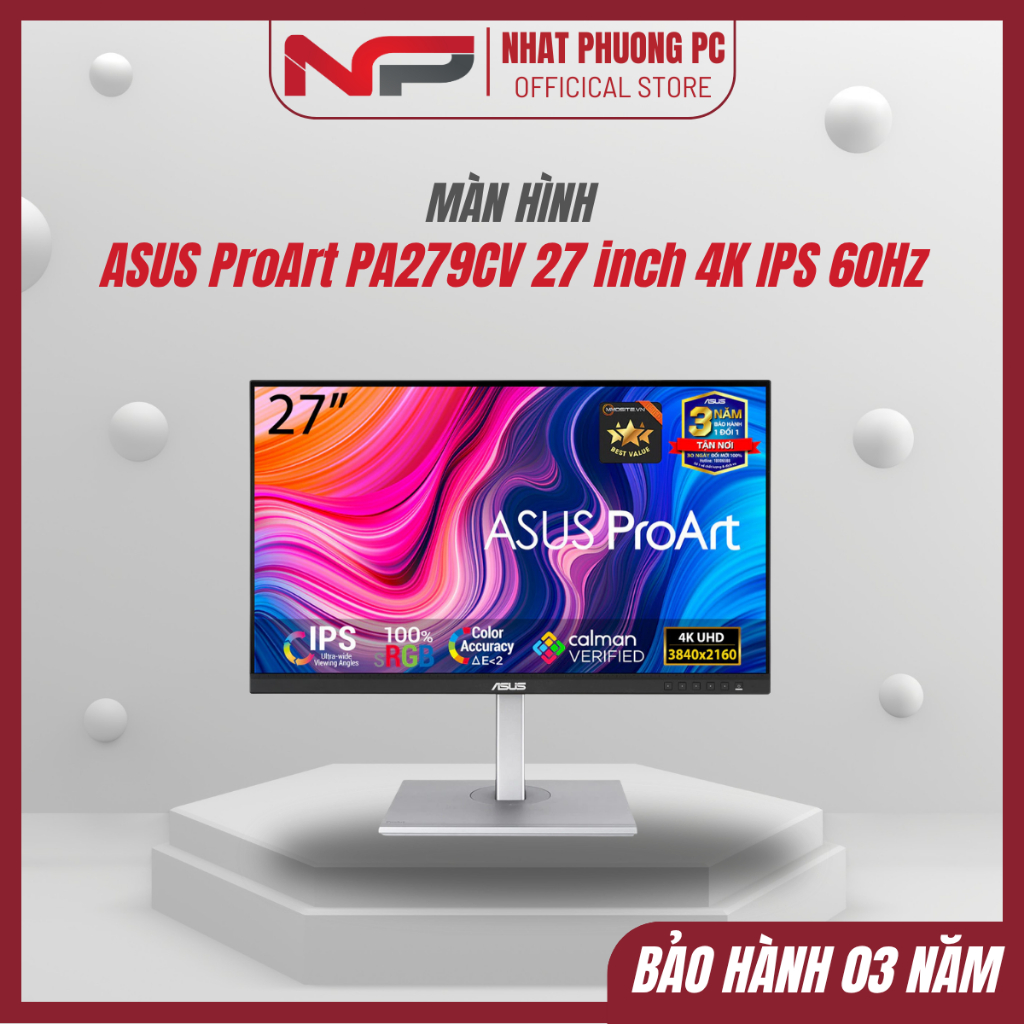 Màn Hình Đồ Họa ASUS ProArt PA279CV 27 inch 4K IPS 60Hz – Chuẩn Màu Chuyên Nghiệp Cho Thiết Kế