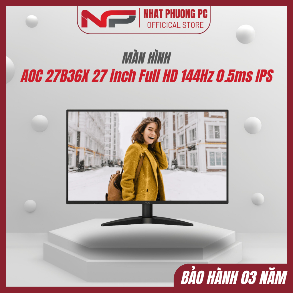 [FULL VAT] Màn hình Gaming AOC 27B36X 27 inch Full HD 144Hz 0.5ms IPS - Chính Hãng