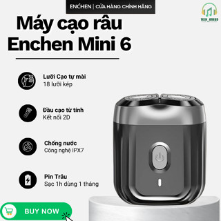 Máy Cạo Râu Enchen Mini 6 Chính Hãng Cao Cấp,18 Lưỡi Dao Tự Mài Chống nước IPX7 Toàn Thân ,Pin Trâu