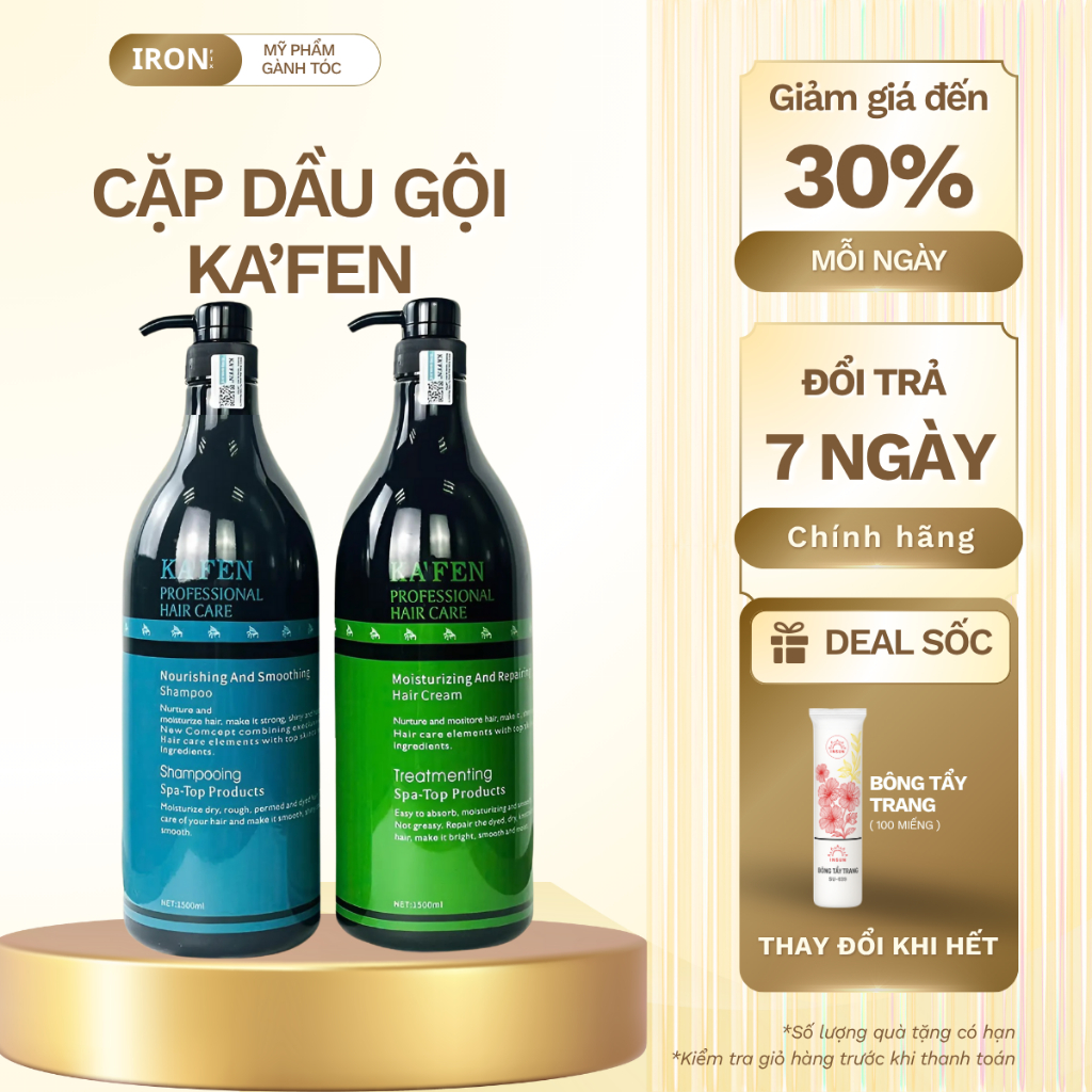 Dầu Gội KAFEN 1500ml Bộ dầu cặp cao cấp phục hồi tóc nhanh chóng, vào nếp suôn mượt CHÍNH HÃNG