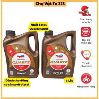 🎁Nhớt Total Energies Quartz 5000 SN 10W-40 Và 20W-50 4 Lít Dùng Cho Động Cơ Xăng Và Diesel.