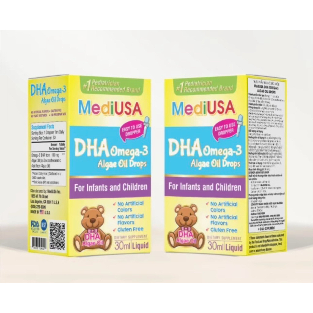 DHA OMEGA-3 ALGAE OIL Drops DHA từ tảo biển 🌿 bổ não, sáng mắt cho bé yêu 👶 Không chất bảo quản, khô