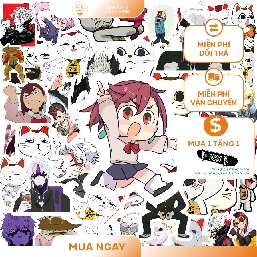 SET Sticker Anime Dandadan Dễ Thương, Hài Hước - Dán Laptop, Sổ Tay, Bình Nước, Xe, Điện Thoại Chống