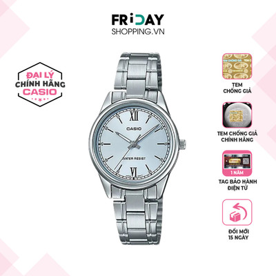 Đồng Hồ Casio Nữ LTP-V005D-2B3UDF Mặt Tròn Dây Kim Loại Chính Hãng