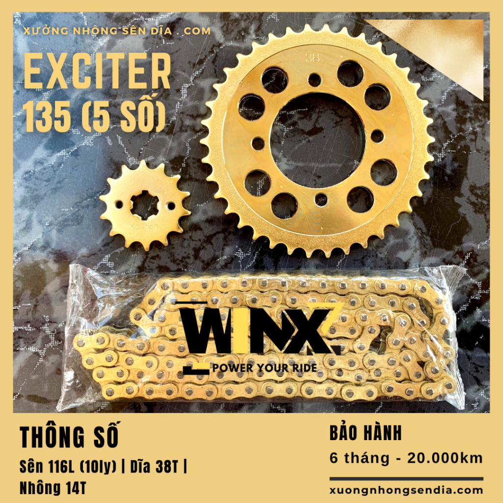 NHÔNG SÊN DĨA EXCITER 135 (5 số) VÀNG