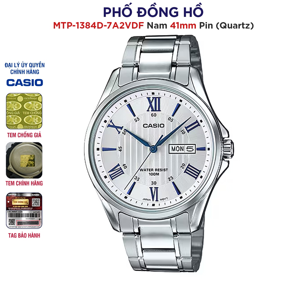 Đồng hồ nam dây kim loại Casio Anh Khuê MTP-1384D-7A2VDF