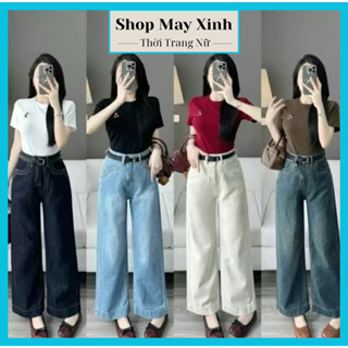    4 Màu   Quần Jean Nữ Dáng Dài 98 - 99cm Không Co Dãn Gấu To Tôn Dáng Dễ Phối Đồ Women 
