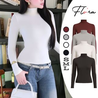  Áo Thun TAY DÀI CỔ LỌ 5P DÁNG DÀI Thun Borip Lụa DD136 Áo Thun Nữ Cổ Cao 5cm Trơn Ôm Body Flo'ra 