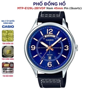 Đồng hồ nam dây da casio chính hãng anh khuê mtp-e129l-2b1vdf