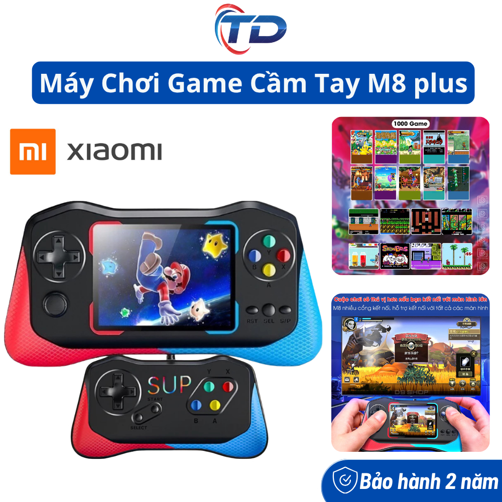 Máy chơi game cầm tay M8 Plus Có tay cầm Màn hình HD siêu nét Chơi Game 2 Người Pin 1200mAh
