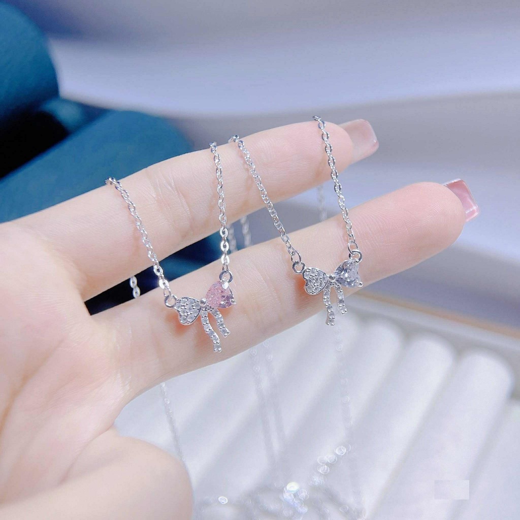 Dây chuyền nơ 02 mầu bạc ta cho nữ