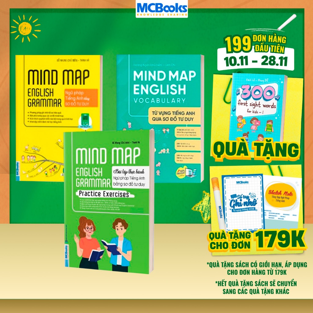 Sách - Combo Mindmap English Grammar và Mindmap English Vocabulary, Grammar Practice Exercises - Kèm