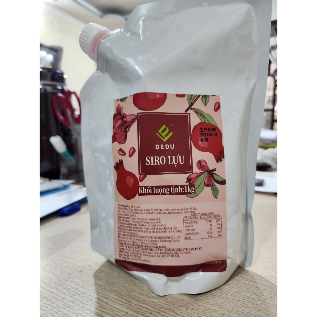 Siro Lựu DEDU Túi 1kg – Pha Trà Lựu Cực Ngon