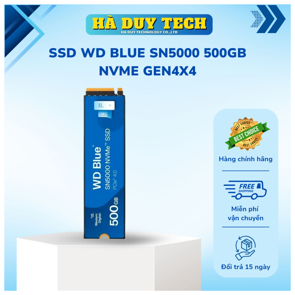 SSD WD BLUE SN5000 500GB NVME GEN4x4 (R5000/W4000) - Chính Hãng - BH 36T - Hà Duy Tech