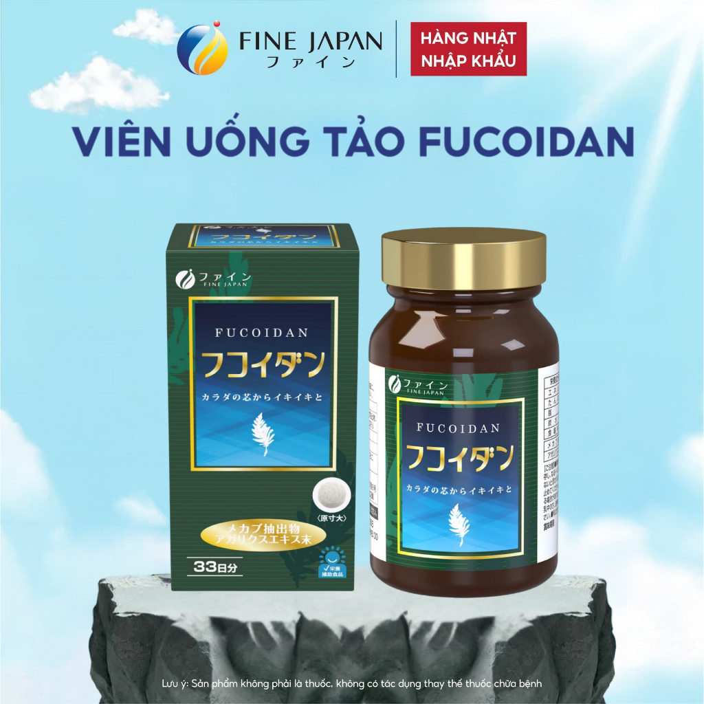 Tảo Fucoidan Nhật bổ sung Fucoidan tốt cho sức khỏe FINE JAPAN Lọ 198 Viên