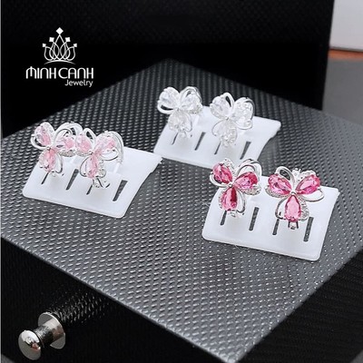 Khuyên Tai Bạc Cỏ 3 Lá Khóa Bấm Cài Cho Bé Gái - Minh Canh Jewelry