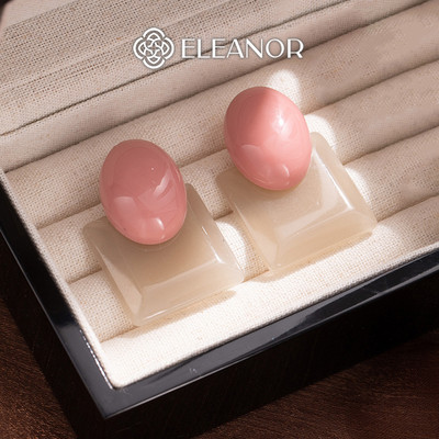 Bông tai nữ chuôi bạc 925 Eleanor Accessories hình vuông tròn phụ kiện trang sức khuyên tai 10742