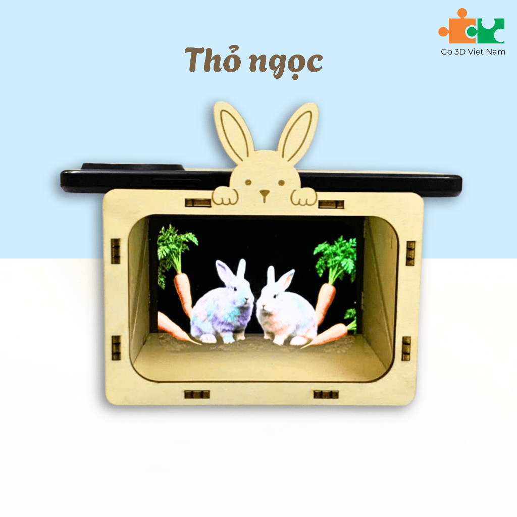 Hộp chiếu phim hologram 3d cho bé bằng gỗ