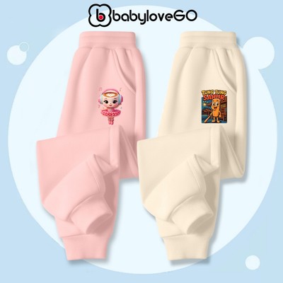 Quần dài cho bé trai bé gái BabyloveGO quần thu đông chất nỉ da cá mềm mịn in hình Brainrot Capuchino Tralero Tralala