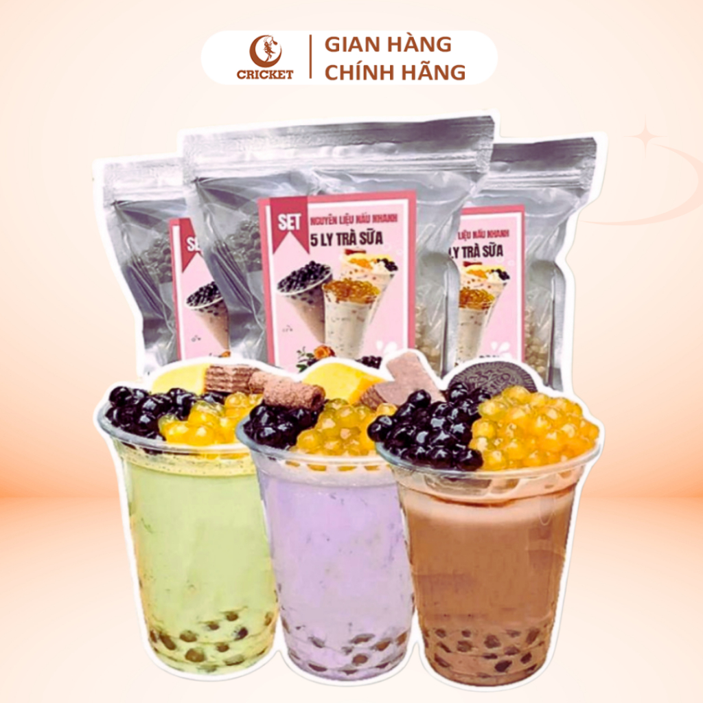 Set Trà Sữa Tự Pha 5 Ly | Nguyên Liệu Pha Trà Sữa Thơm Ngon Đậm Vị  – Én Ca Na x Cricket Food