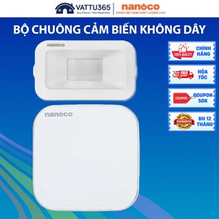 Bộ Chuông báo cảm biến không dây Nanoco NJX379-156, Âm lượng lớn, báo khách, báo trộm linh hoạt