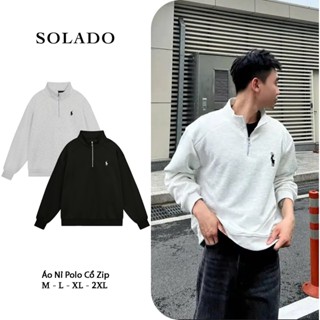  Áo Sweater cổ zip SOLADO vải nỉ 2 da có khóa cổ form rộng unisex COZIP 