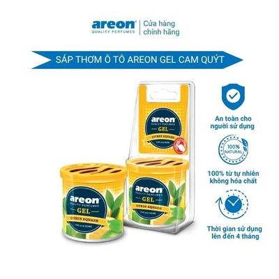 Sáp thơm ô tô Areon Gel Citrus Squash - Hương Cam quýt, nhập khẩu Bulgaria